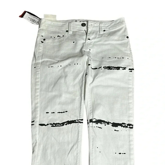 NWT Dex super skinny,ankle length,frey hem,white  denim, painter spray,low rise - Picture 2 of 10